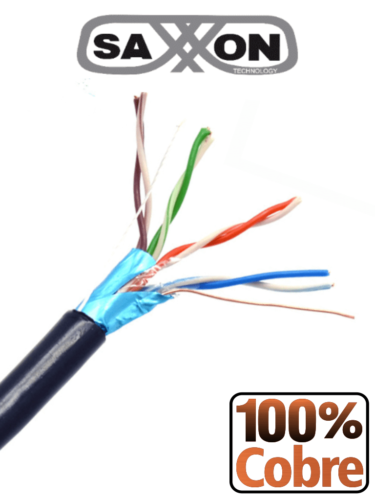 Imagen de SAXXON OFTPCAT5ECOPE150N - Bobina de Cable FTP Cat5e 100% Cobre/ 150 Metros/ Blindado/ Color Negro/ Uso Exterior/ Ideal para Cableado de Redes de Datos y Video/ Cert ISO9001/ UL / RoSH/