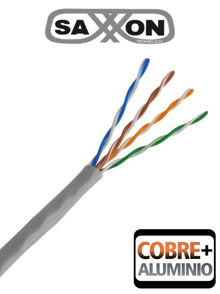 Imagen de SAXXON OUTP5ECCA100G- Bobina de Cable UTP Cat5e/ 100 Metros/ CCA/ Color Gris/ Uso Interior/ Cert ISO9001/ UL 444/ RoSH/ ANSI/ TIA/ EI-568B