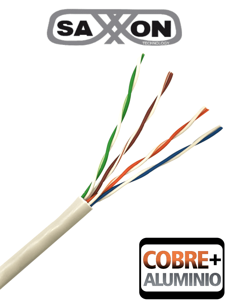 Imagen de SAXXON OUTP5ECCA305BC - Bobina de Cable UTP Cat5e/ 305 Metros/ CCA/ Color Blanco/ Uso Interior/ Cert ISO9001/ UL 444/ RoSH/ ANSI/ TIA/ EI-568B 