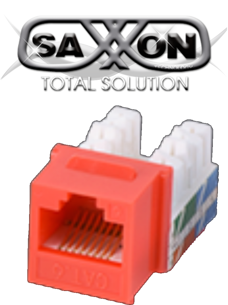 Imagen de SAXXON M2656R - Modulo jack keystone RJ45 / 8 Hilos / CAT 6 / Compatible con calibres  AWG 22-26 / Color rojo