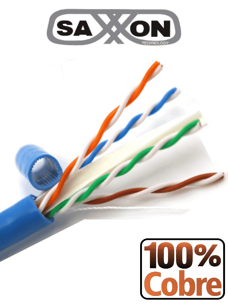 Imagen de SAXXON OUTPCAT6AAZO - Bobina de Cable UTP Cat6A 100% Cobre/ 305 Metros/ Uso Interior/ Color Azul/ Categoría 6A/ 4 Pares/ Soporta Estandares: YD / T1019-2001, ISO / IEC 11801, ANSI / TIA / EIA-568/ Ideal para Cableado de Redes/ 