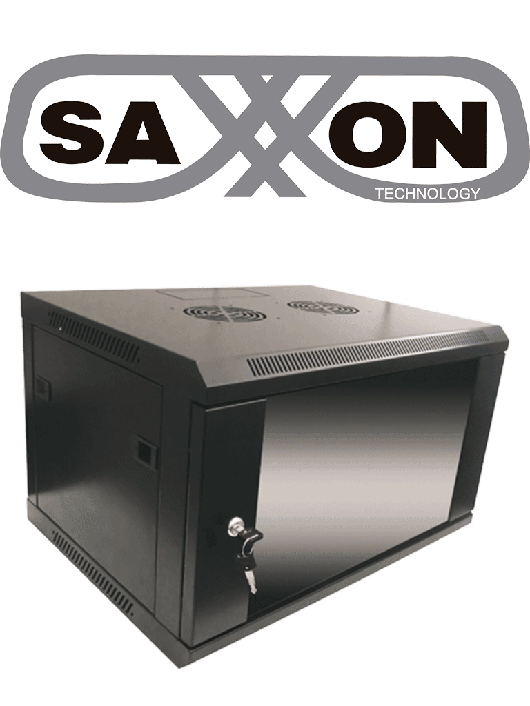 Imagen de SAXXON SE540601 - Gabinete de pared de 6 UR, fijo, capacidad de carga de 60 Kg. dimensiones 57x45x37 cm.