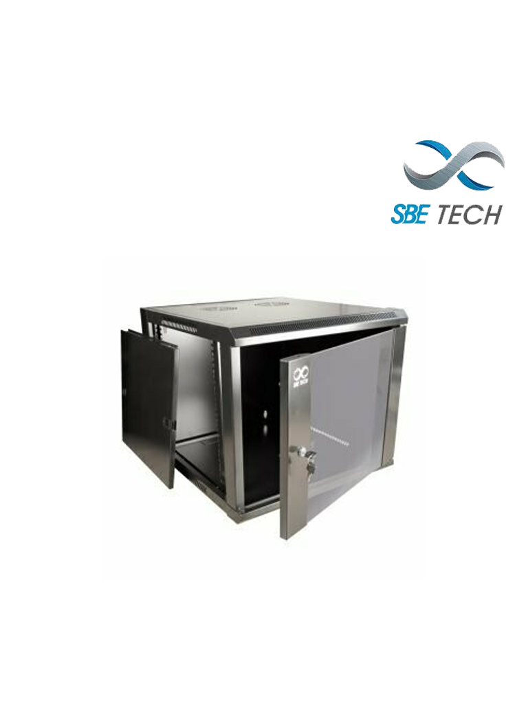 Imagen de SBETECH GNLPAR12URP- Gabinete de pared de 12 UR con capacidad de carga de 60 Kg, dimensiones 60x60x64 cm y puerta frontal de cristal templado