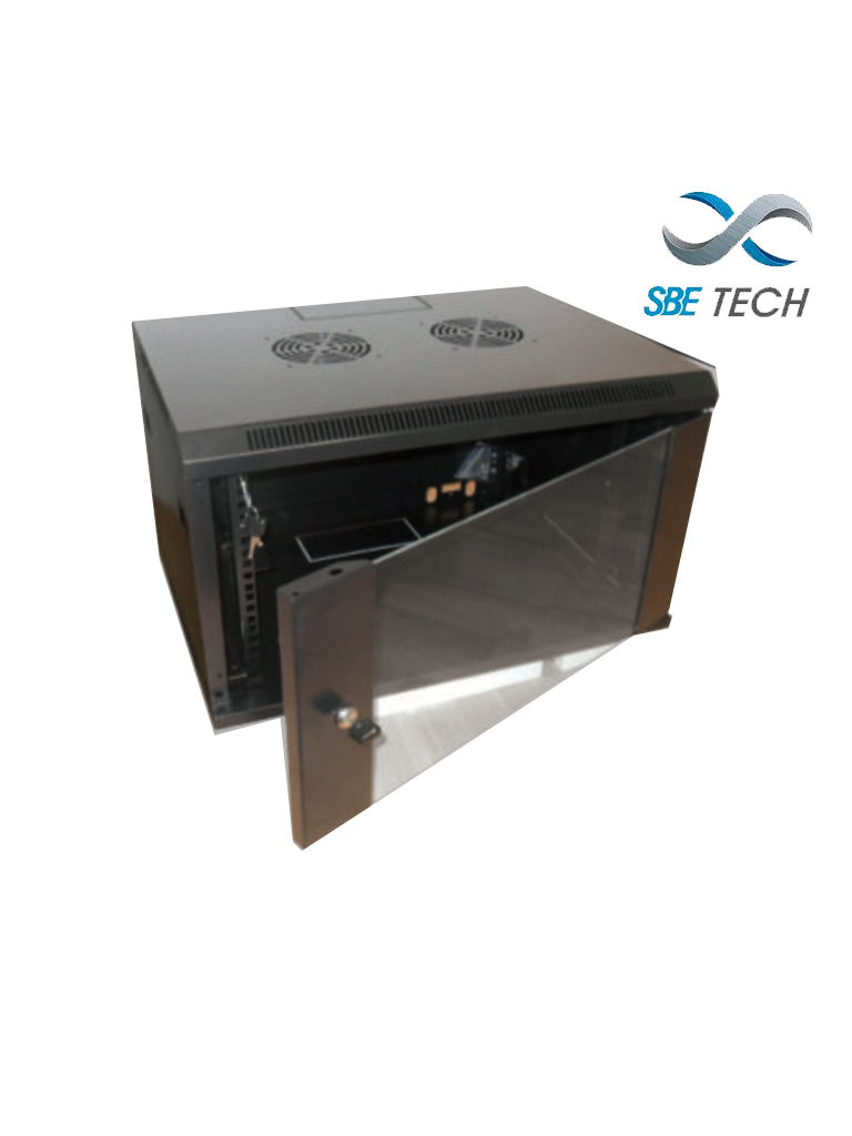 Imagen de SBETECH GNLPAR6URP - Gabinete de pared 6UR, 60x60 cm, puerta de cristal templado, cerradura y llaves.