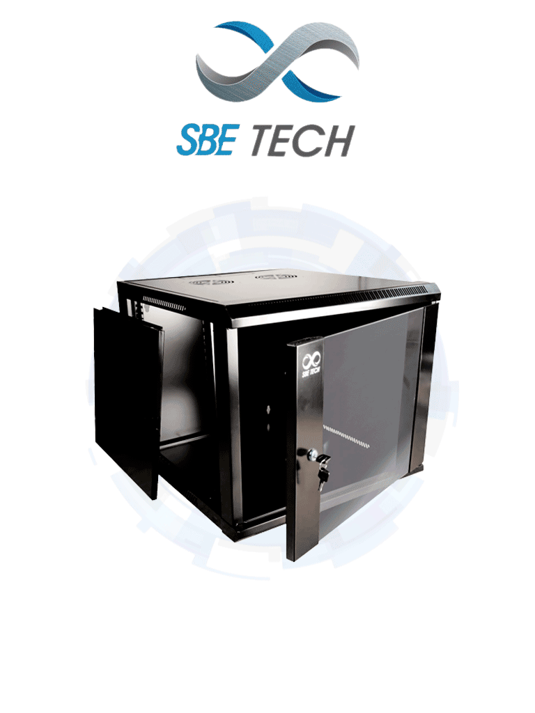 Imagen de SBETECH GNLPAR9UR- Gabinete de pared de 9 UR con una profundidad de 45.0 cm y puerta delantera de cristal templado.