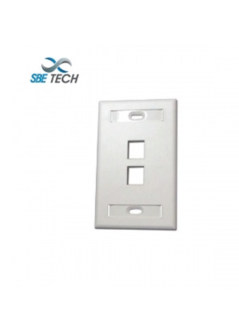 Imagen de SBETECH SBE-2517-2P-WT - Placa de pared de 2 puerto color blanco para conectores Jack rj 45  keystone