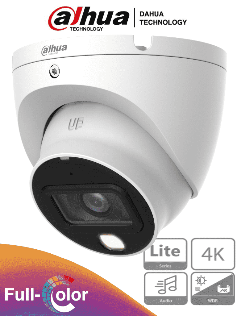 Imagen de DAHUA HAC-HDW1809TLM-A-LED - Camara Domo Eyeball 4k Full Color/ 8 Megapixeles/ Lente de 2.8mm/ 106 Grados de Apertura/ Microfono Integrado/ 20 Metros de Iluminación/ Imagen a Todo Color 27/7/ Super Adapt/ WDR de 120 dB/ Soporta CVI/CVBS/AHD/TVI / 