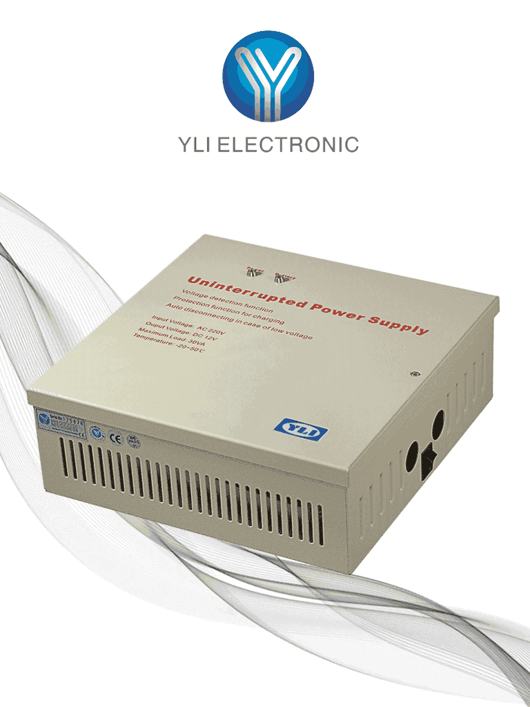 Imagen de YLI YP902123 - Fuente de Energía para Control de Acceso con Gabinete: Incluye Relevador NO/NC, Protección contra Cortocircuitos y Soporte para Batería de Respaldo