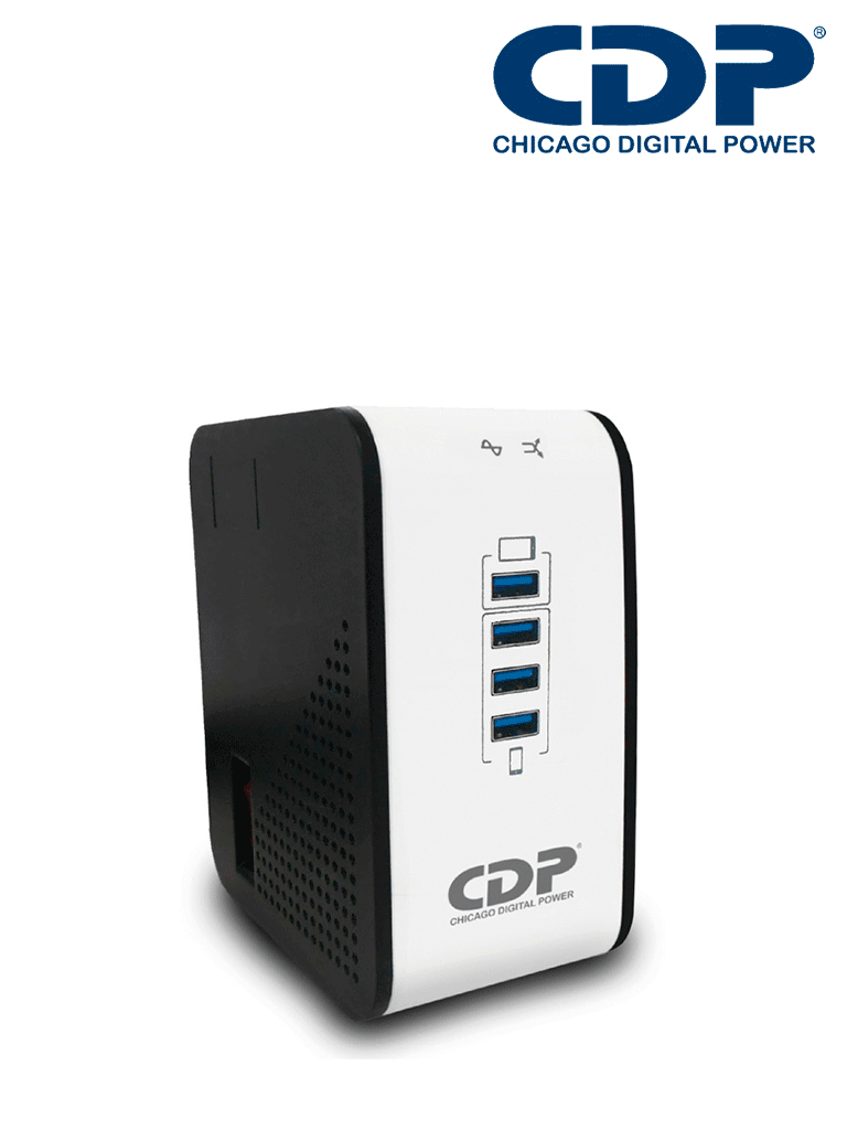 Imagen de CDP R2CU-AVR1008 - Regulador de Voltaje de Escritorio / NEMA 5-15 / 1000VA / 500W / 8 tomas de salida / 1 Toma para carga de tablet / 3 Tomas para carga de smartphone 