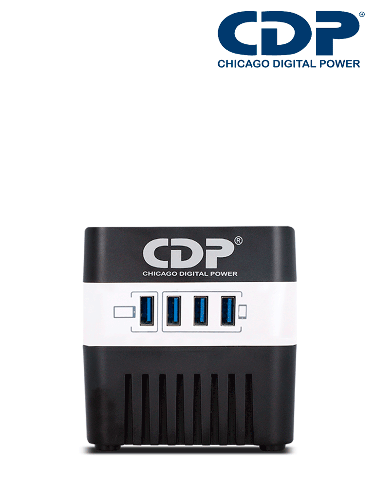 Imagen de CDP RU-AVR604- Regulador de Voltaje / Supresión de Picos / 600VA / 300W / 4 Puertos USB para Carga de 2.1A Max / 4 Salidas Reguladas / Indicadores Led / Diseño Compacto 