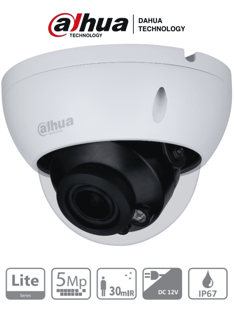 Imagen de DAHUA HAC-HDBW1500R-Z - Camara Domo Antivandalica de 5 Megapixeles/ Lente Motorizado de 2.7-12mm/ Ir de 30 mts/ IP67/ IK10/ Soporta CVI/AHD/TVI y CBVS/