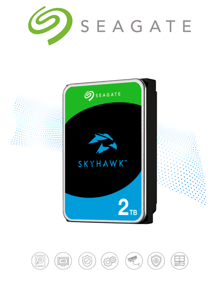 Imagen de SEAGATE ST2000VX017 - Disco duro de 2TB / SkyHawk / 6Gbit/s /  3.5" / SATA III / 5400RPM/ 256 CACHE / Recomendado para videovigilancia / 