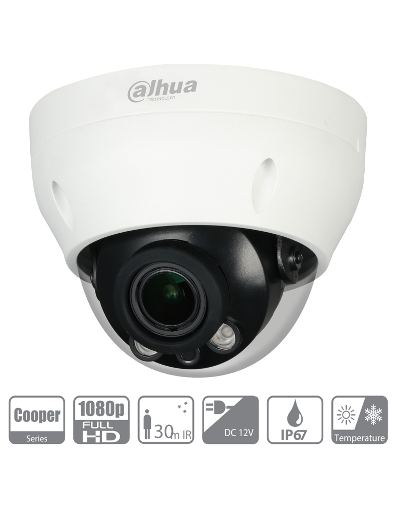 Imagen de DAHUA HAC-D3A21N-VF - Cámara Domo Varifocal de 2 Megapixeles/ Lente de 2.7 a 12mm/ IR de 30 Mts/ IP67/ DWDR/ BLC/ HCL/