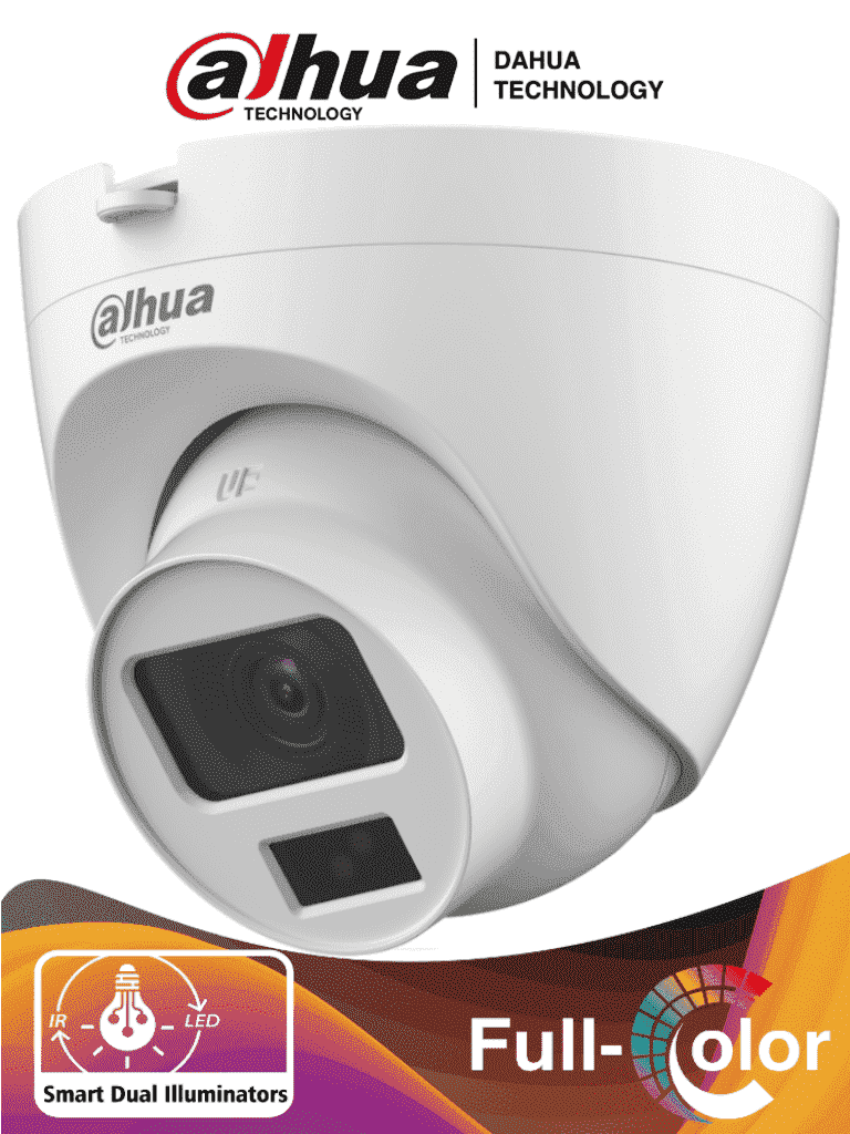 Imagen de DAHUA HAC-HDW1200CLQN-IL-A - Camara Domo de 2 Megapixeles/ Iluminación Dual Inteligente + FullColor/ Lente de 2.8 mm/ 102 Grados de Apertura/ 20 Metros de IR y Luz Visible/ Microfono Integrado/ IP67/ Soporta:  CVI/CVBS/AHD/TVI/ 