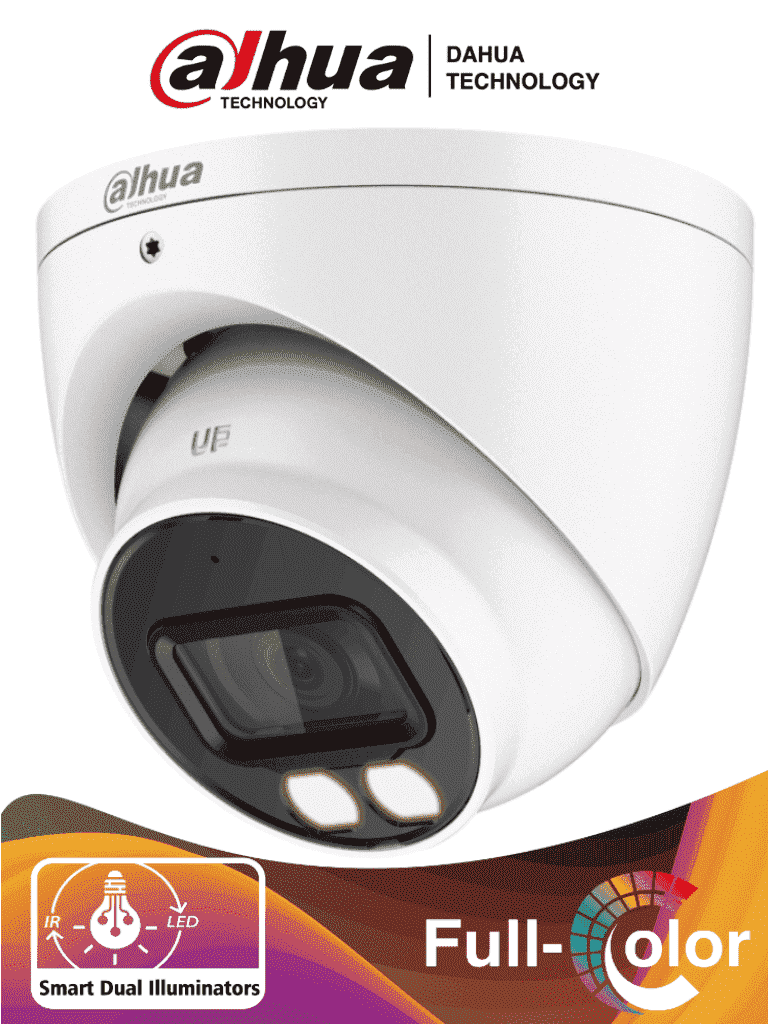 Imagen de DAHUA HAC-HDW1239TN-IL-A - Camara Domo de 2 Megapixeles/ Iluminador Dual Inteligente+Full Color/ Lente de 2.8 mm/ 107 Grados/ Microfono Integrado/ WDR Real de 130 dB/  40 Metros de Iluminación IR y Visible/ IP67/ 