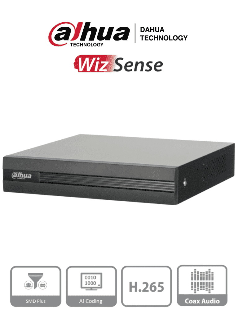 Imagen de DAHUA XVR1B04H-I - DVR de 4 canales 5MP Lite con WizSense y H.265+. Soporta 4 canales + 2 IP, o hasta 6 canales IP. Con SMD Plus y búsqueda inteligente de humanos y vehículos. 1 puerto SATA de hasta 6TB. .0 