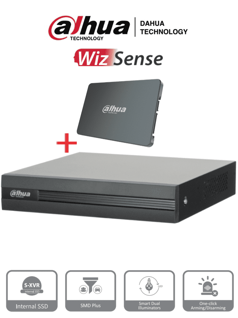 Imagen de DAHUA XVR1B04H-I-SSD - DVR de 4 Canales 5 Megapixeles Lite/ Con Disco SSD de 512GB Especial para Videovigilancia/  S-XVR Series/ WizSense/ H.265+/ 4 Canales con SMD Plus/ Busqueda Inteligente (Humanos y Vehiculos)/  -XVR 