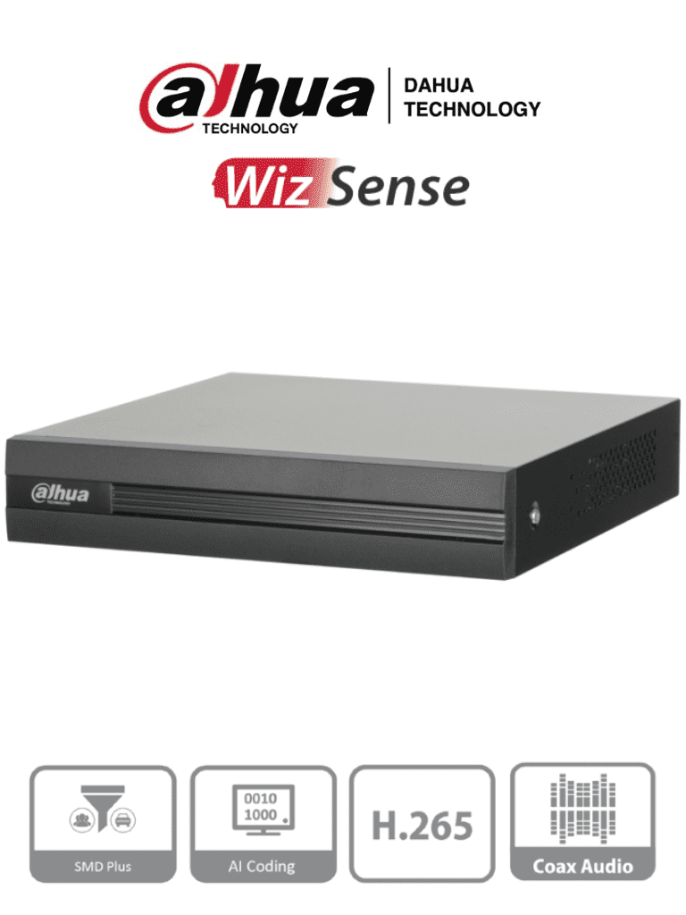 Imagen de DAHUA XVR1B08H-I - DVR de 8 canales 5MP Lite con WizSense y H.265+. Soporta 8 canales + 4 IP, o hasta 12 canales IP. Con SMD Plus y búsqueda inteligente de humanos y vehículos. 1 puerto SATA de hasta 6TB. .0 