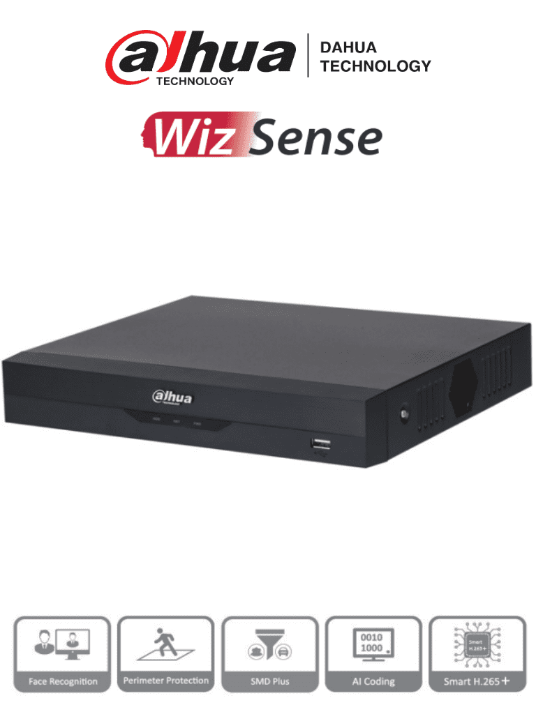 Imagen de DAHUA XVR5108HS-4KL-I3 - DVR 4K WizSense de 8 canales + 8 IP o hasta 16 IP. Incluye SMD Plus, Protección Perimetral y reconocimiento facial, codificación con IA, H.265+, y soporta CVI, AHD, TVI, CVBS e IP. Compatibilidad con IoT y POS .0 