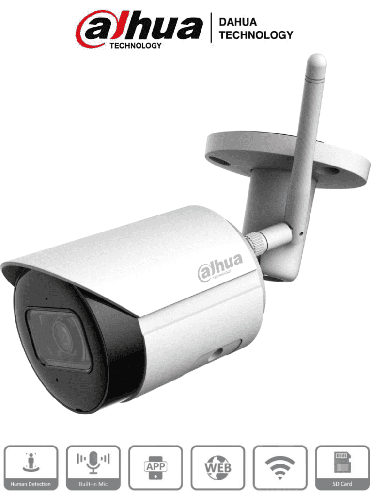 Imagen de DAHUA IPC-HFW1430DS-SAW  - Camara IP Bullet Wifi de 4 Megapixeles/ Lente de 2.8mm/ 90 Grados de Apertura/ H.265+/ IR de 30 Metros/ Microfono Integrado/ Ranura para MicroSD/ Metalica/  IP67/ DWDR/ Videoanaliticos con SMD/