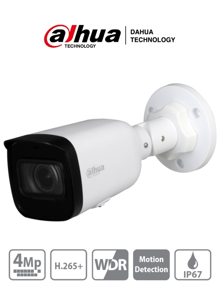 Imagen de DAHUA IPC-HFW1431T1-ZS-S4 - Camara IP Bullet de 4 Megapixeles/ Lente Motorizado de 2.8 a 12mm/ H.265/ IR de 50 Metros/ WDR Real, 3D DNR/ Ranura para MicroSD/ IP67/ PoE 