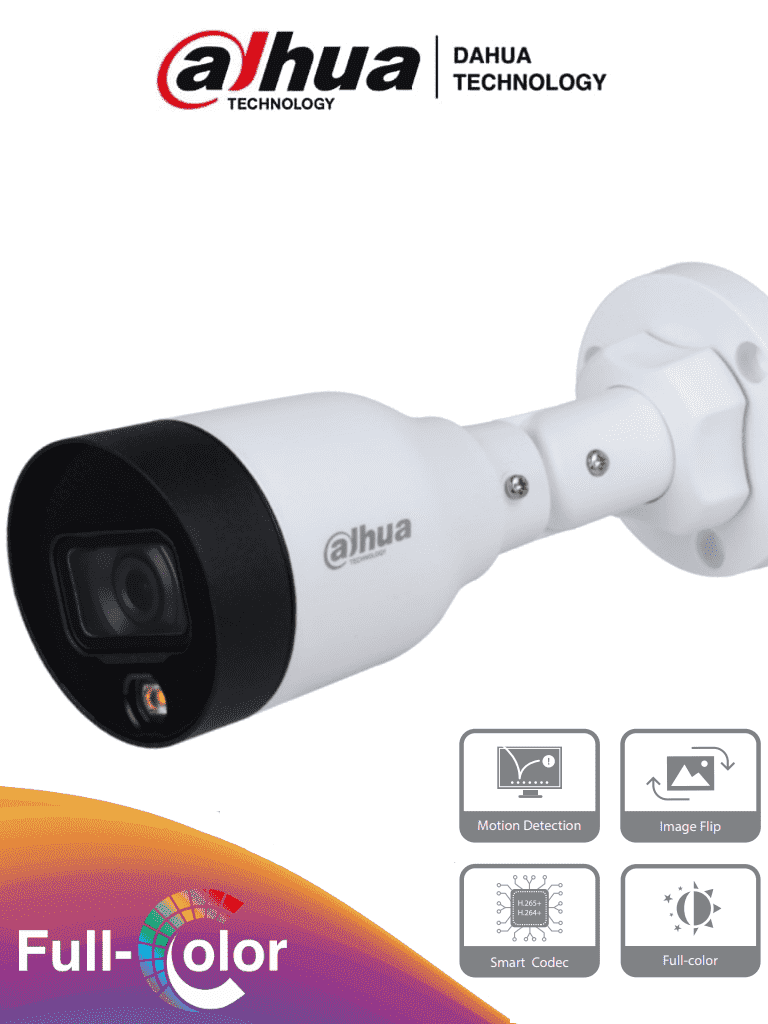 Imagen de DAHUA IPC-HFW1439S1-LED-S4 - Camara IP Bullet de 4 Megapixeles/ Full Color/ H.265+/ Lente de 2.8mm/ 95 Grados de Apertura/ 15 Metros de Iluminación con Luz Visible/ WDR de 120 dB/ 