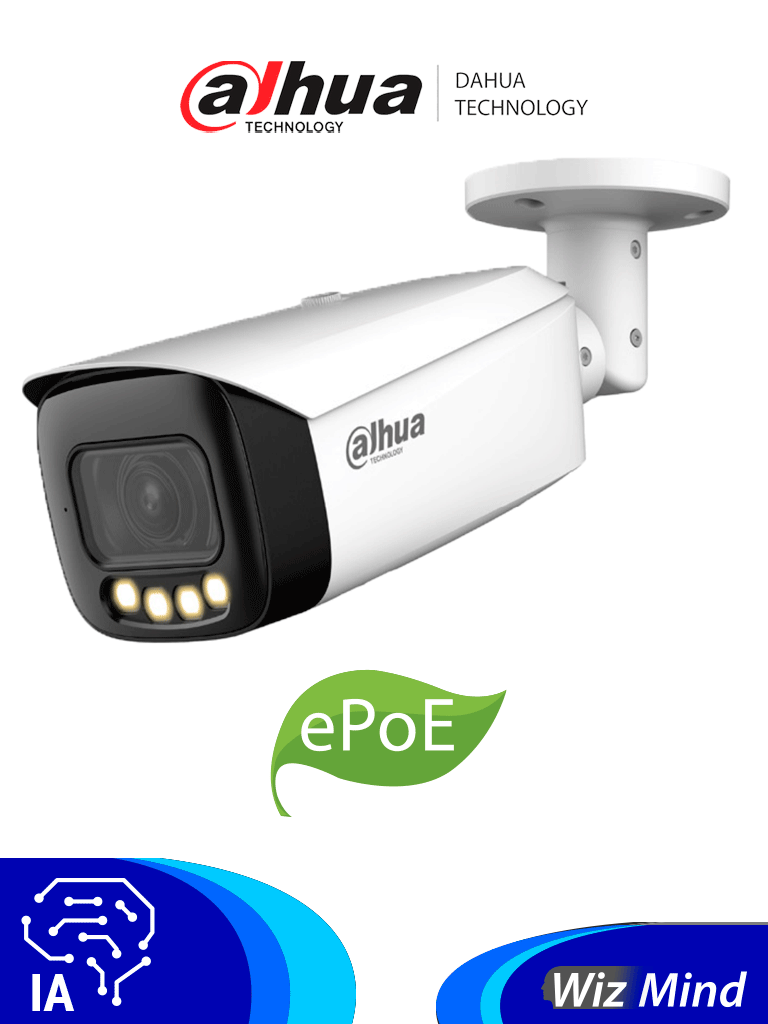 Imagen de DAHUA IPC-HFW5449T1-ZE-LED - Camara IP Bullet de 4 Megapixeles/ Full Color con Lente Motorizado de 2.7 a 12mm/ IP67/ E&S de Alarma/ Ranura para Micro SD/ Entrada de Micrófono y altavoz integrados/ ePoE