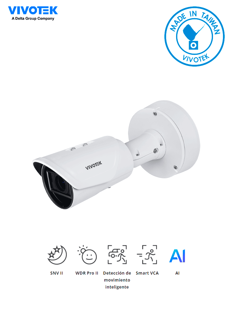 Imagen de VIVOTEK IB9365-EHTV-v2 - Cámara IP bullet exterior 2 MP, 60fps, lente varifocal motorizado 4-9mm, Smart IR III 50m, WDR Pro II, SNV II, IP67, IK10, NEMA 4x, Smart VCA, Deep Search, ciberseguridad Trend Micro, NDAA y ONVIF.   