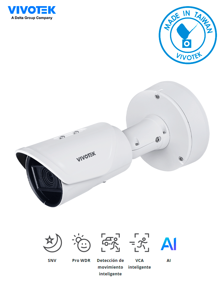 Imagen de VIVOTEK IB9391-EHTV-v2 - Cámara IP Bullet Exterior 8 MP 4K, varifocal motorizado 4-9mm, Smart IR III 50m, WDR Pro, Smart VCA, Deep Search, SNV II, ciberseguridad Trend Micro, IP67, IK10, NEMA 4x, ONVIF y NDAA. 