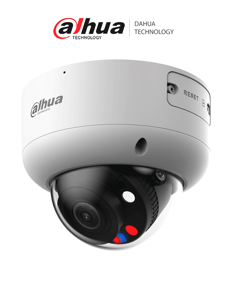 Imagen de DAHUA DH-IPC-HDBW3549R1P-ZAS-PV - Camara IP Domo de 5 Megapixeles /TiOC/ Luz azul y roja/ Iluminadores Duales Inteligentes 40m/ IR 50m/ 113°/ Lente Motorizado/ 2.7 mm–13.5 mm/H.265+/ SMD/ Ranura Micro SD/ PoE/ IP67/ E&S de Alarma y Audio/ IK10 /