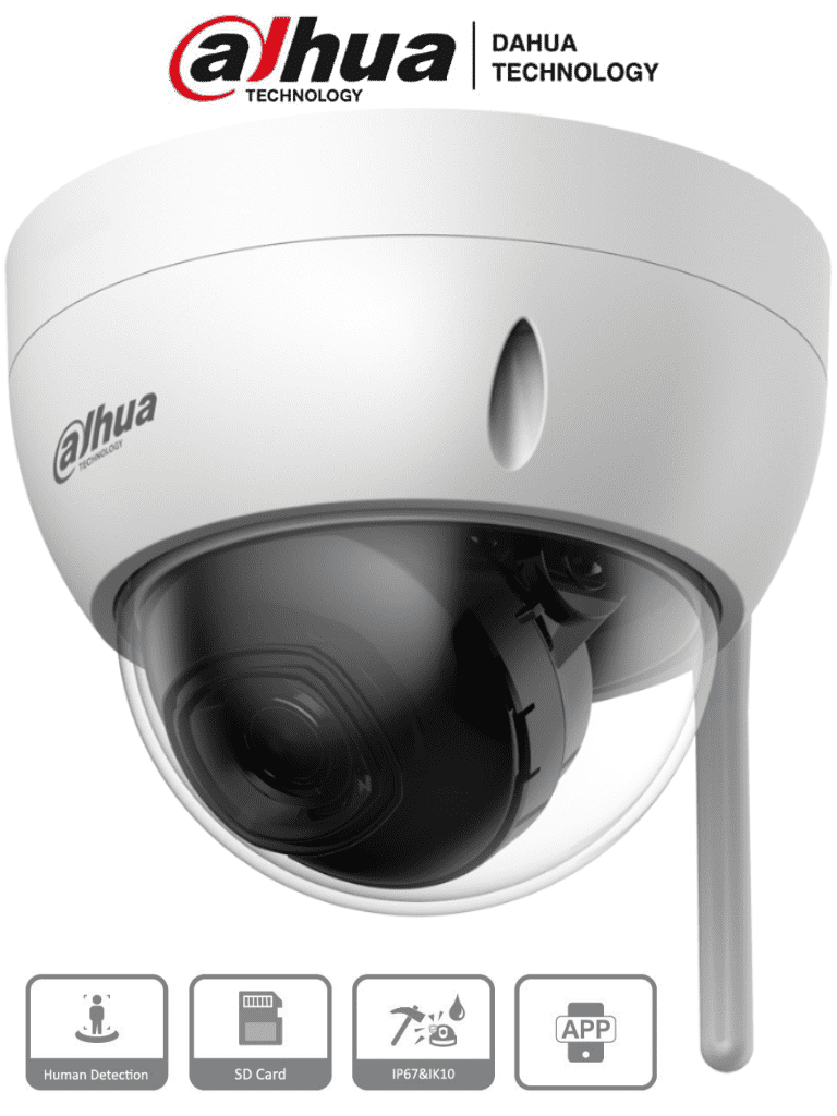 Imagen de DAHUA IPC-HDBW1430DE-SW - Camara IP Domo Wifi de 4 Megapixeles/ Lente de 2.8 mm/ 90 Grados de Apertura/ IR de 30 Metros/ Ranura para MicroSD/ IP67/ Antivandalica Ik10/ Detección de Humanos SMD/ Hasta 80  Metros de Alcance en Area Abierta/ 