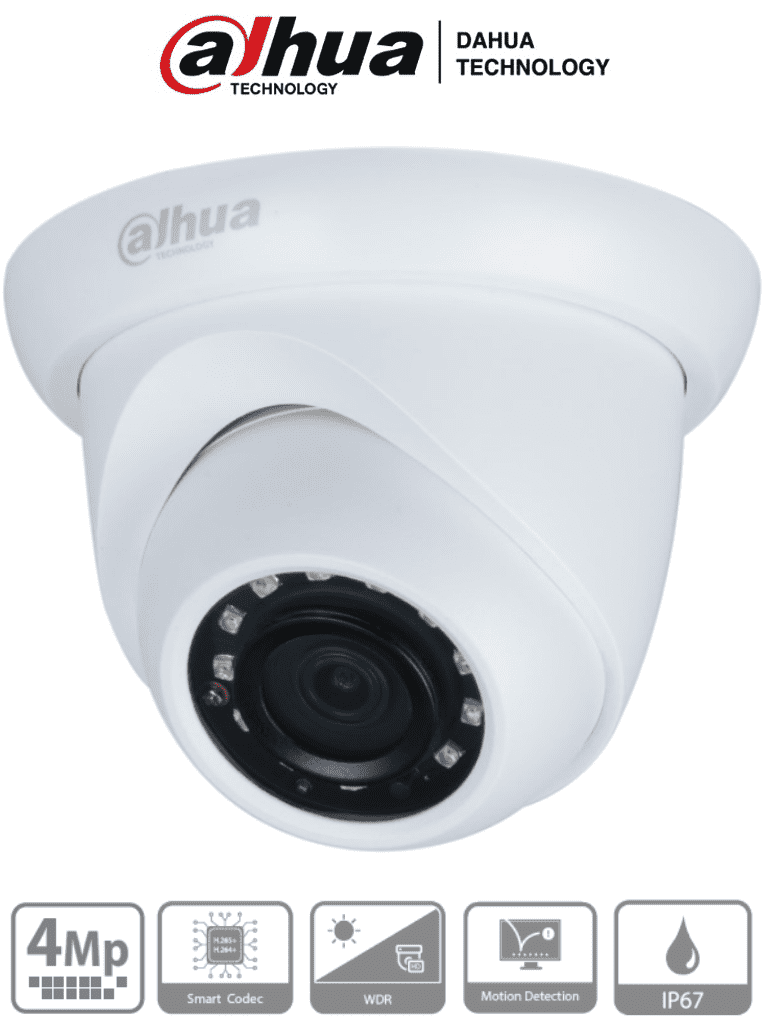 Imagen de DAHUA IPC-HDW1431S - Camara IP Domo de 4 Megapixeles/ Lente de 2.8 mm/ 93 Grados de Apertura/  H.265+/ WDR Real de 120 dB/ IR de 30 Metros/ IP67/ PoE/