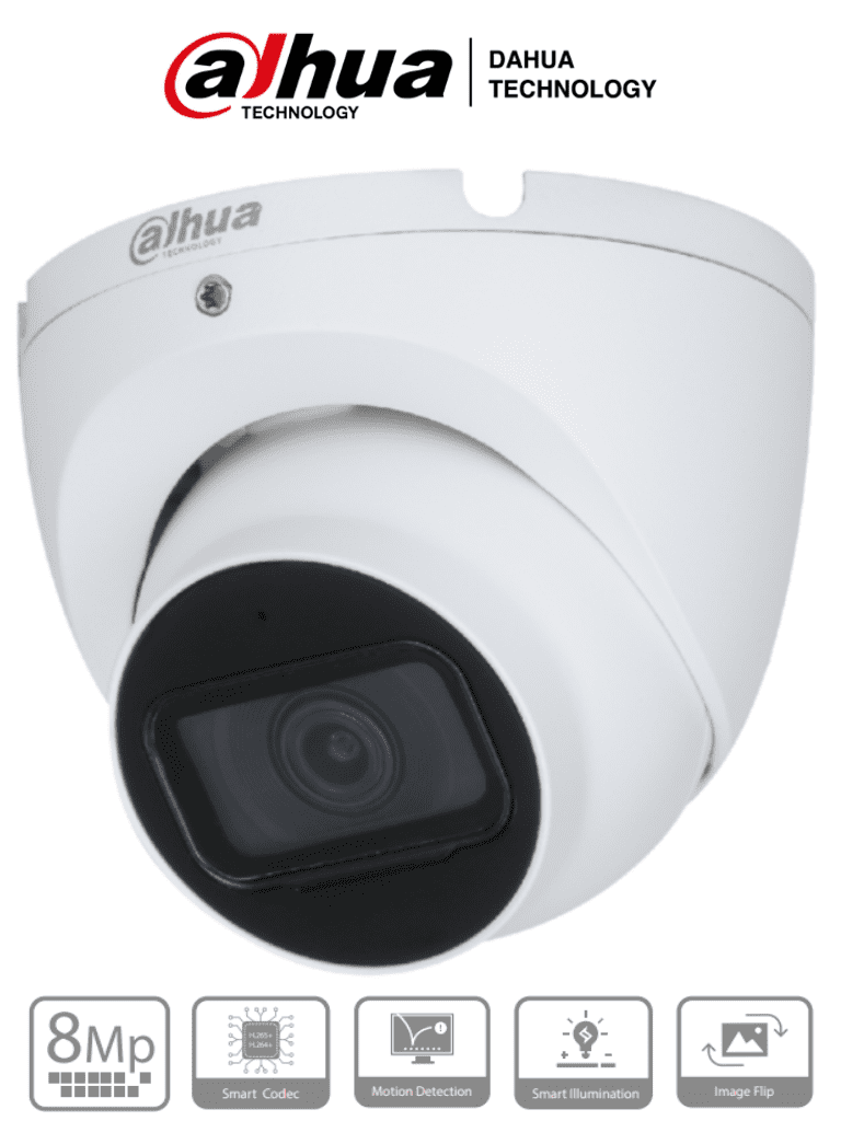 Imagen de DAHUA IPC-HDW1830T-S6 - Camara IP Domo 4k/ 8 Megapixeles/ Lente de 2.8 mm/ 105 Grados de Apertura/ Micrófono Integrado/ IR de 30 Metros/ Metálica/ H.265/  IP67/ DWDR/ PoE/ 