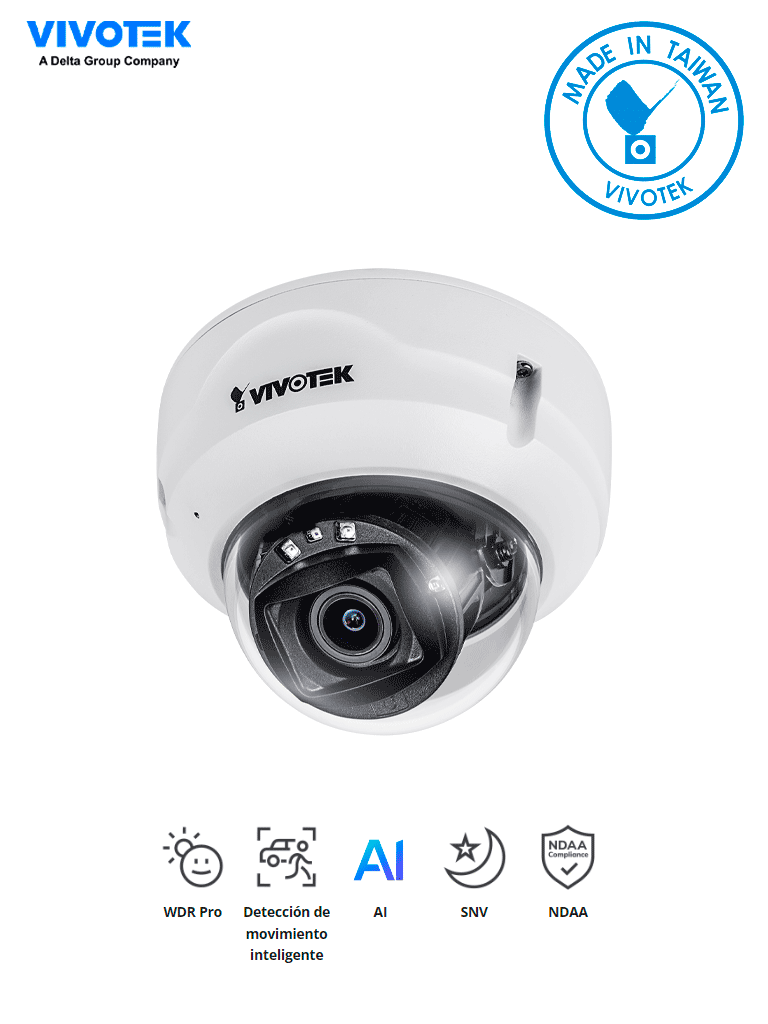 Imagen de VIVOTEK FD9389-EHTV-v2 - Cámara IP domo exterior 5 MP, lente varifocal remoto 2.8-10mm, Smart IR 30m, WDR Pro, visión SNV, ciberseguridad Trend Micro, Smart Motion, micrófono integrado, protección IP66/IK10, ONVIF, NDAA  