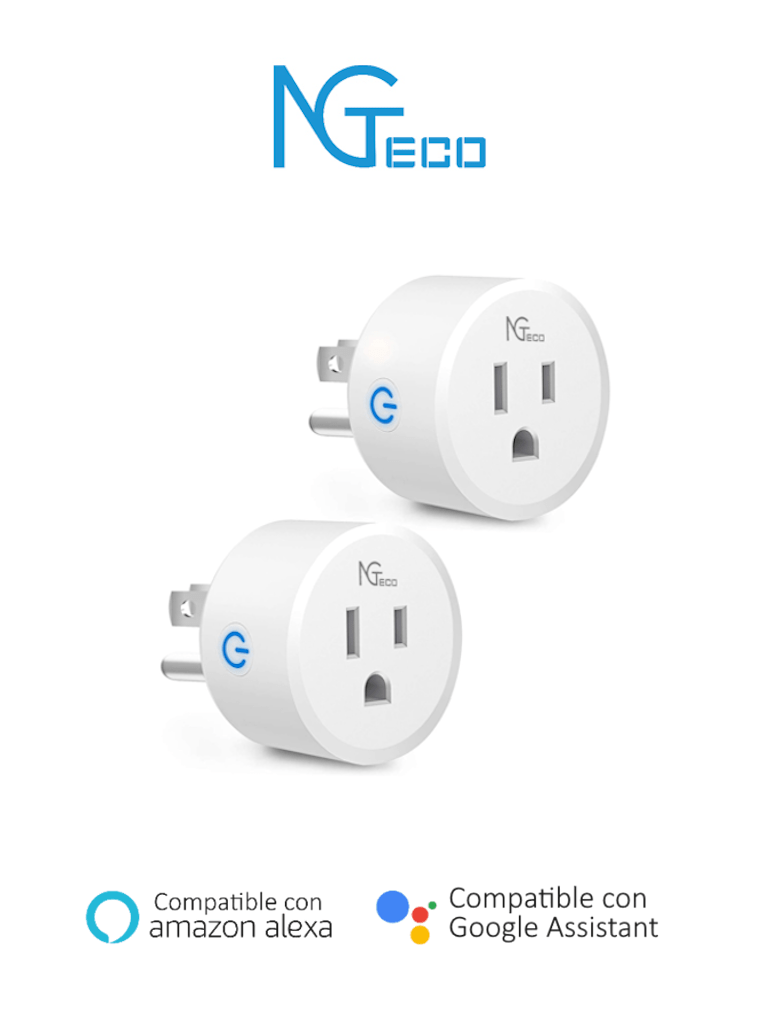 Imagen de NGTECO NGP300PAQ2 - Paquete de 2 Contactos Inteligentes Wifi / Control Remoto vía App / Función de Temporización / Compatible con Amazon Alexa y Asistente de Google