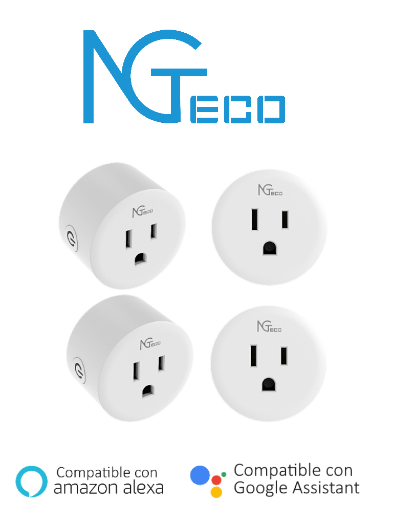 Imagen de NGTECO NGP300PAQ4 - Paquete de 4 Contactos Inteligentes Wifi / Control Remoto vía App / Función de Temporización / Compatible con Amazon Alexa y Asistente de Google