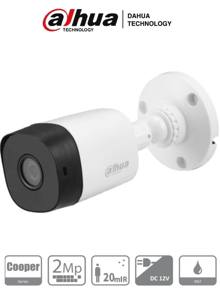 Imagen de DAHUA HAC-B1A21-28 - Cámara bullet de 2 MP, 1080p, lente de 2.8 mm con ángulo de visión de 100°, IR de 20 m, IP67, compatible con CVI, TVI, AHD y CVBS. Ideal para monitoreo en cualquier entorno. 