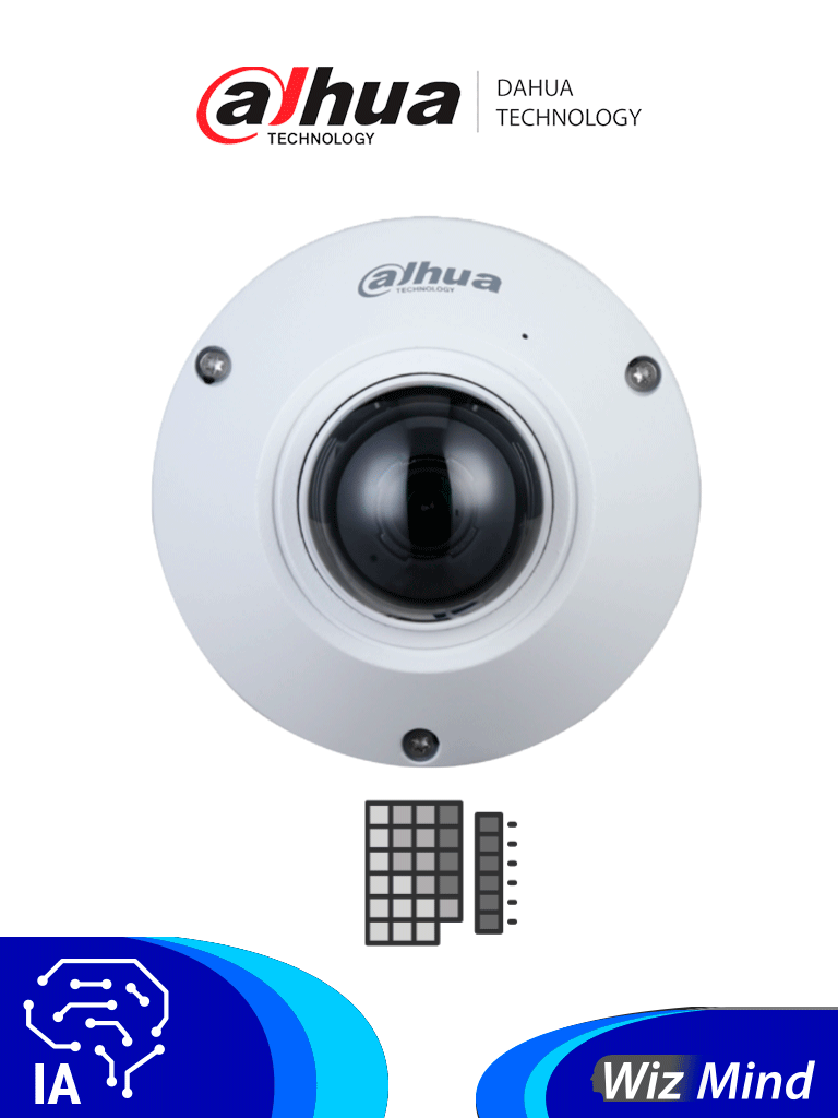 Imagen de DAHUA IPC-EB5541-AS - Camara IP FishEye de 5 Megapixeles/ WizMind/ 360 Grados/ H.265/ Microfono Integrado + 1 Canal de E&S/ E&S De Alarma/ Mapa de Calor/ Conteo de Personas/ IP67/ IK10/ WDR Real/ PoE 