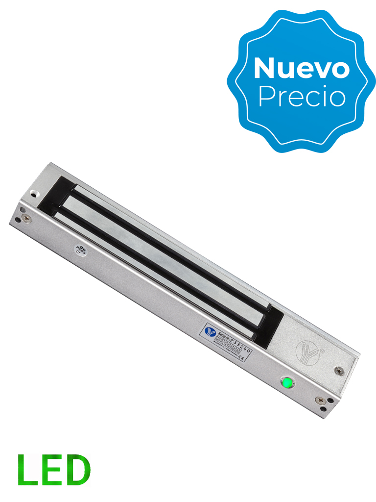 Imagen de YLI YM280NLED - Cerradura Magnética con LED / Fuerza de Sujeción 280Kg /600Lb / Voltaje Dual 12v/24 VDC / Puertas de madera, vidrio, metálica  