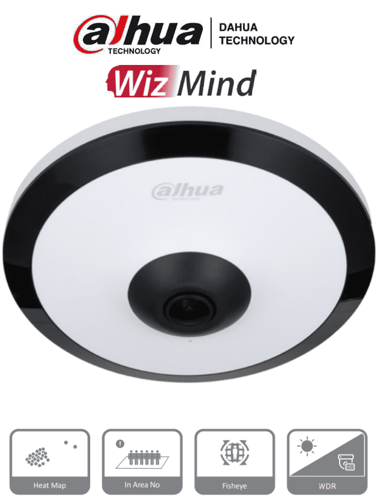 Imagen de DAHUA IPC-EW5541N-AS - Cámara IP FishEye de 5 Megapíxeles/ WinzMind/ IR de 10 Mts/ H.265+/ PoE/ WDR Real/ Micrófono Integrado/ Heat Map/ Detección Inteligente/ Ranura para MicroSD/ E&S de Alarma/ E&S de Audio/ 3D DNR, HLC, BLC/ Interior/ 