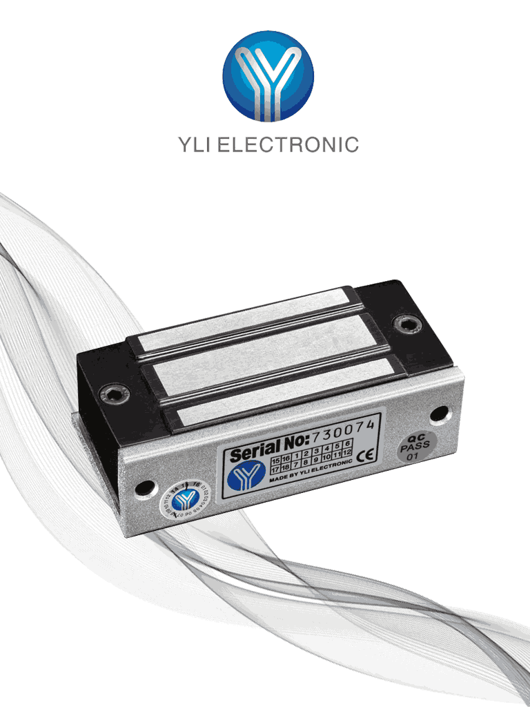 Imagen de YLI YM60 - Cerradura Magnética para Control de Acceso / Fuerza de Sujeción 60 Kg o 120 Lb / 12 VDC / Para puertas de madera, vidrio y metálicas / Uso interior / Compatible con Soporte MBK70Z