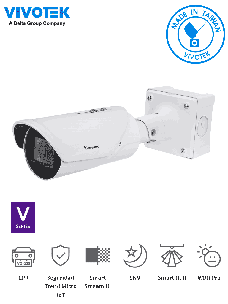 Imagen de VIVOTEK IB9387-LPR-v2 - Cámara IP bullet exterior ANPR 5 MP, lente varifocal 2.7-13.5mm, WDR PRO, SNV, IR 50m, IP67 e IK10, Stop&Go hasta 30 Km/h, soporta matrículas de +70 países. 