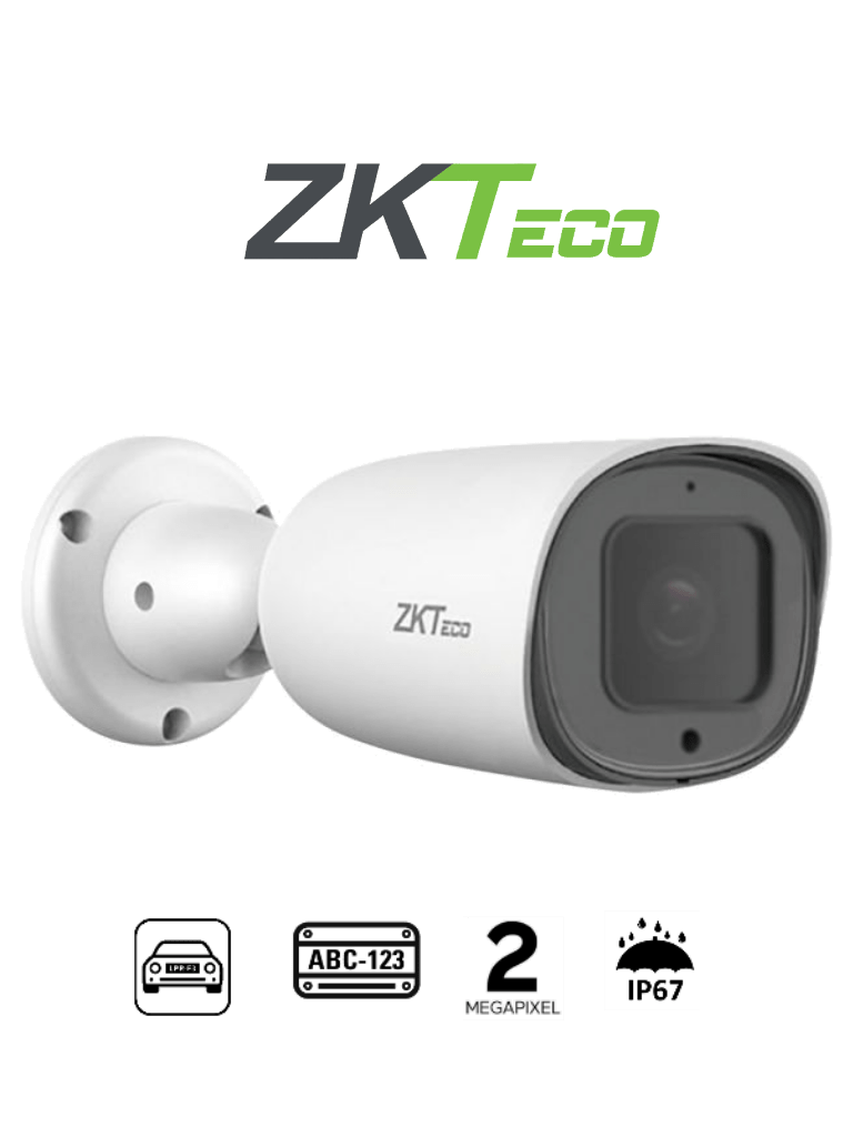 Imagen de ZKTECO BL852Q38ALP - Cámara IP Bullet para reconocimiento de placas / Software LPR integrado / Lente Motorizado /  Resolución 2MP /  POE / IP67 / Audio / Alarma / RS485 / Ranura para tarjeta SD 