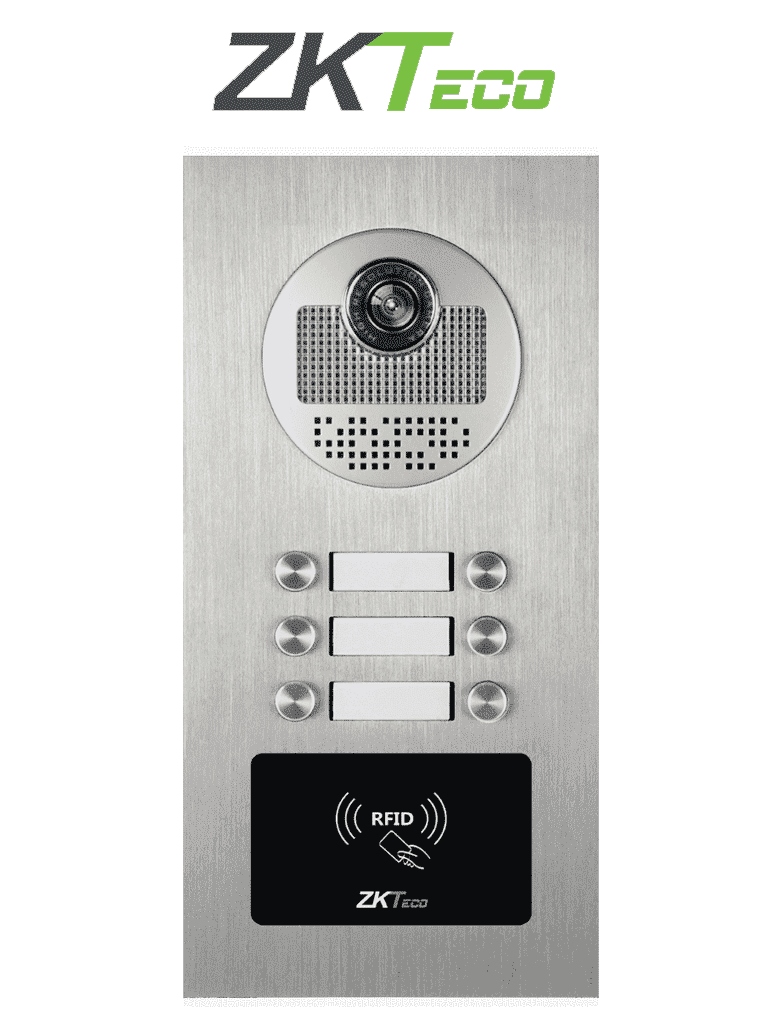 Imagen de ZKTECO VE06A01 - Videoportero Departamental para 6 monitores / Cámara  de 700TVL / Ángulo de Visión 92° / Visión Nocturna / Apertura de Puerta con Tarjeta RFID/ IP54 