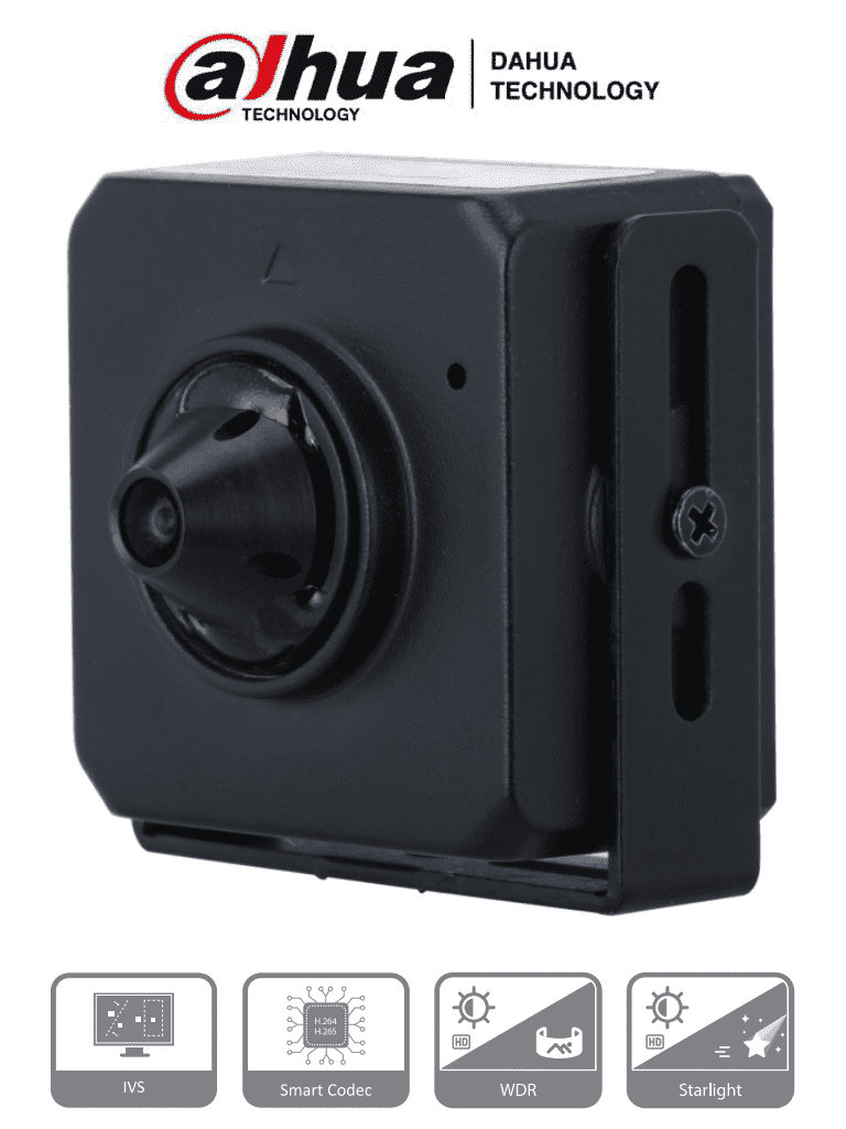 Imagen de DAHUA IPC-HUM4231S-L4 - Camara IP Pinhole de 2 Megapixeles/ Lente de 2.8mm/ 96 Grados de Apertura/ Microfono Integrado/ H.265/ 1 E&S de Audio/ WDR Real de 120 dB/ Videoanaliticos con IVS/ 