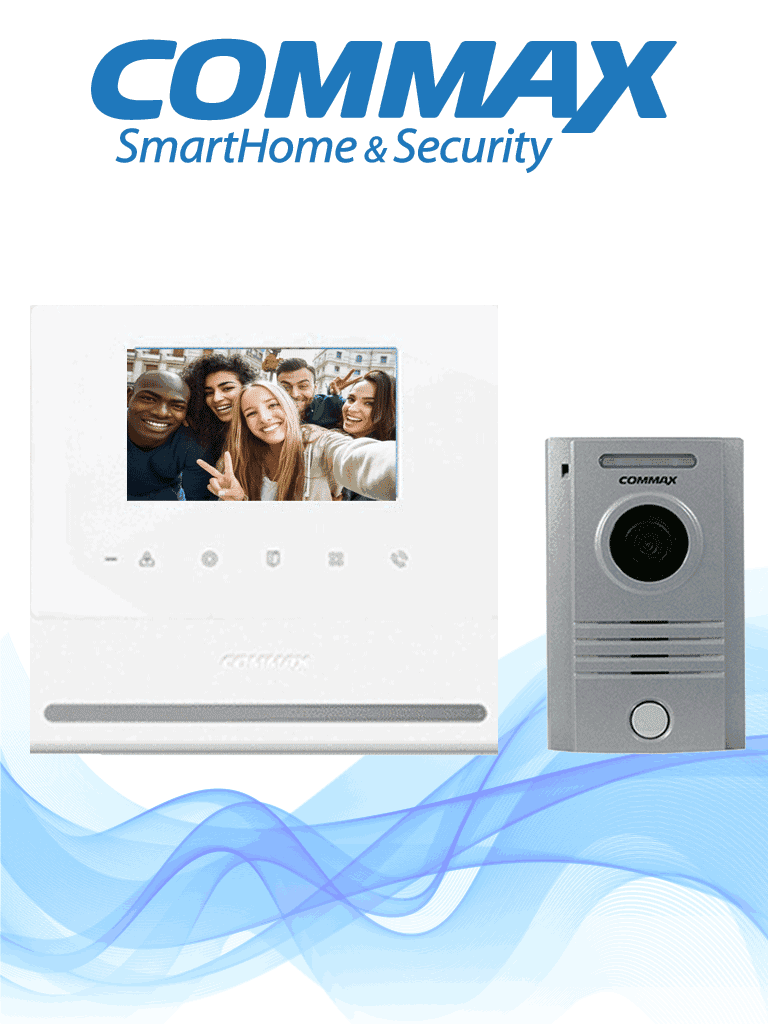 Imagen de COMMAX CDV43YP - Paquete de monitor con pantalla de 4.3 pulgadas manos libres incluye frente de calle de aluminio con relay para apertura de puerta/ Conexion a 4 hilos 