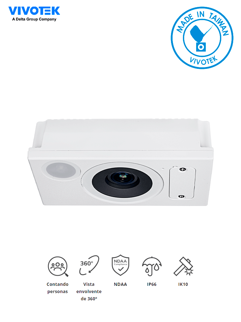 Imagen de VIVOTEK SC9133-RTL - Camara IP con analitico de conteo de personas integrado de IA 3 MP, con vista hemisferica 360º, Protección IP66, IK10, Microfono integrado, NDAA y hasta 99% de precisión ideal para Tiendas Retail