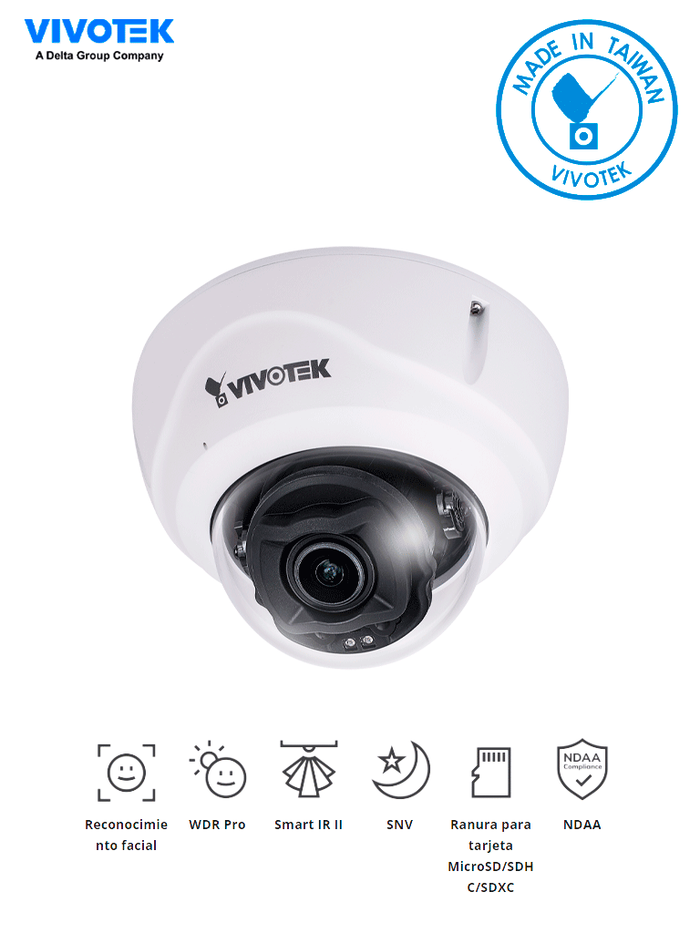 Imagen de VIVOTEK FD9387-FR-v2 - Cámara IP domo exterior antivandálica 5 MP, reconocimiento facial integrado, lente varifocal motorizado 2.7-13.5mm, WDR Pro, Smart IR II 50m, ciberseguridad Trend Micro, protección IP67/IK10 