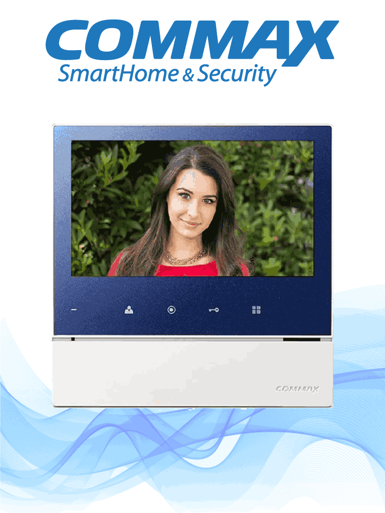Imagen de COMMAX CDV70H2 - Monitor azul y blanco manos libres de 7 pulgadas para videoportero, soporta hasta 2 frentes de calle, función de apertura de puerta