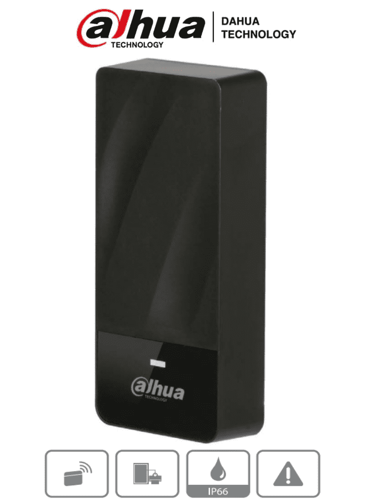 Imagen de DAHUA ASR1200E-D - Lectora de tarjetas  ID 125 Khz / Para exteriores / IP66 / Conexion  Wiegand o  RS485 / Indicador de luz y sonido 